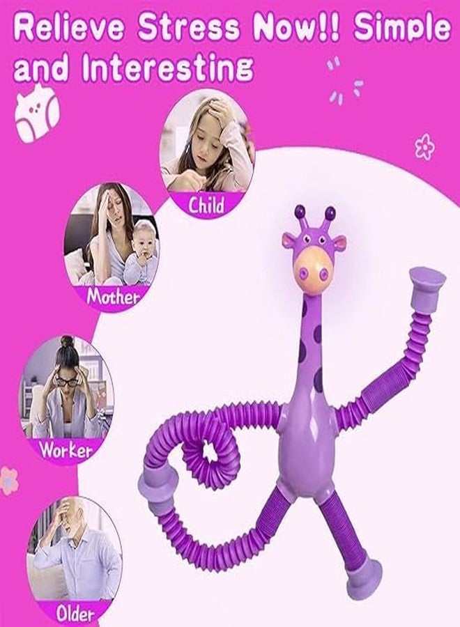 Bhavenu 3PCS Telescopic Suction Cup Bath Giraffe Toy, Pop Tubes Sensory Toy for Kids, Fidget Toys, Sensory Tubes, Suction Cup Pop Tube Giraffe Toys, Stretchy Giraffe Suction Toy, Funny Gift - Image 4